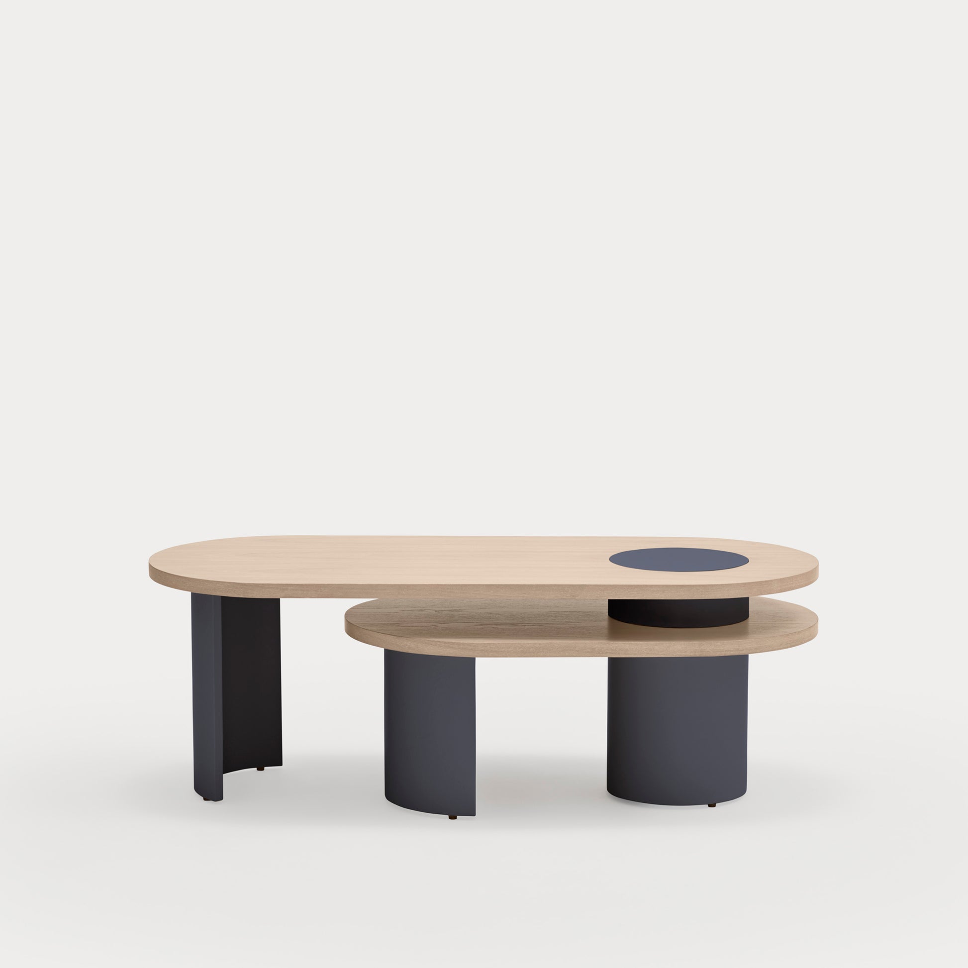 NORI Coffee table light natural-blue legs - front