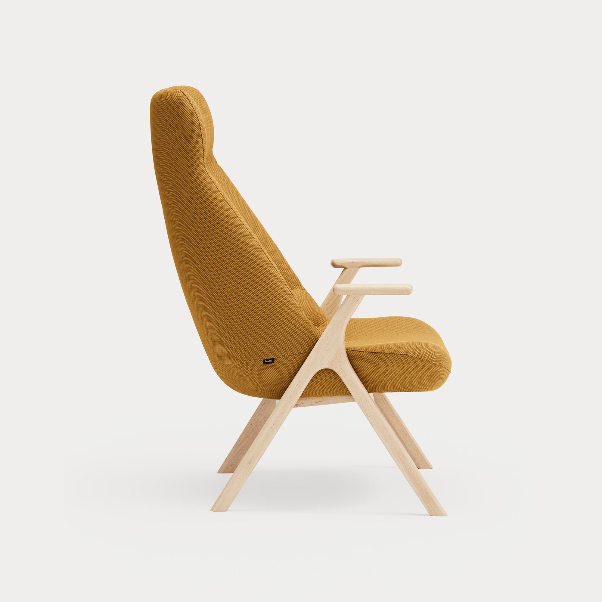 DINS Armchair wood mustard - side