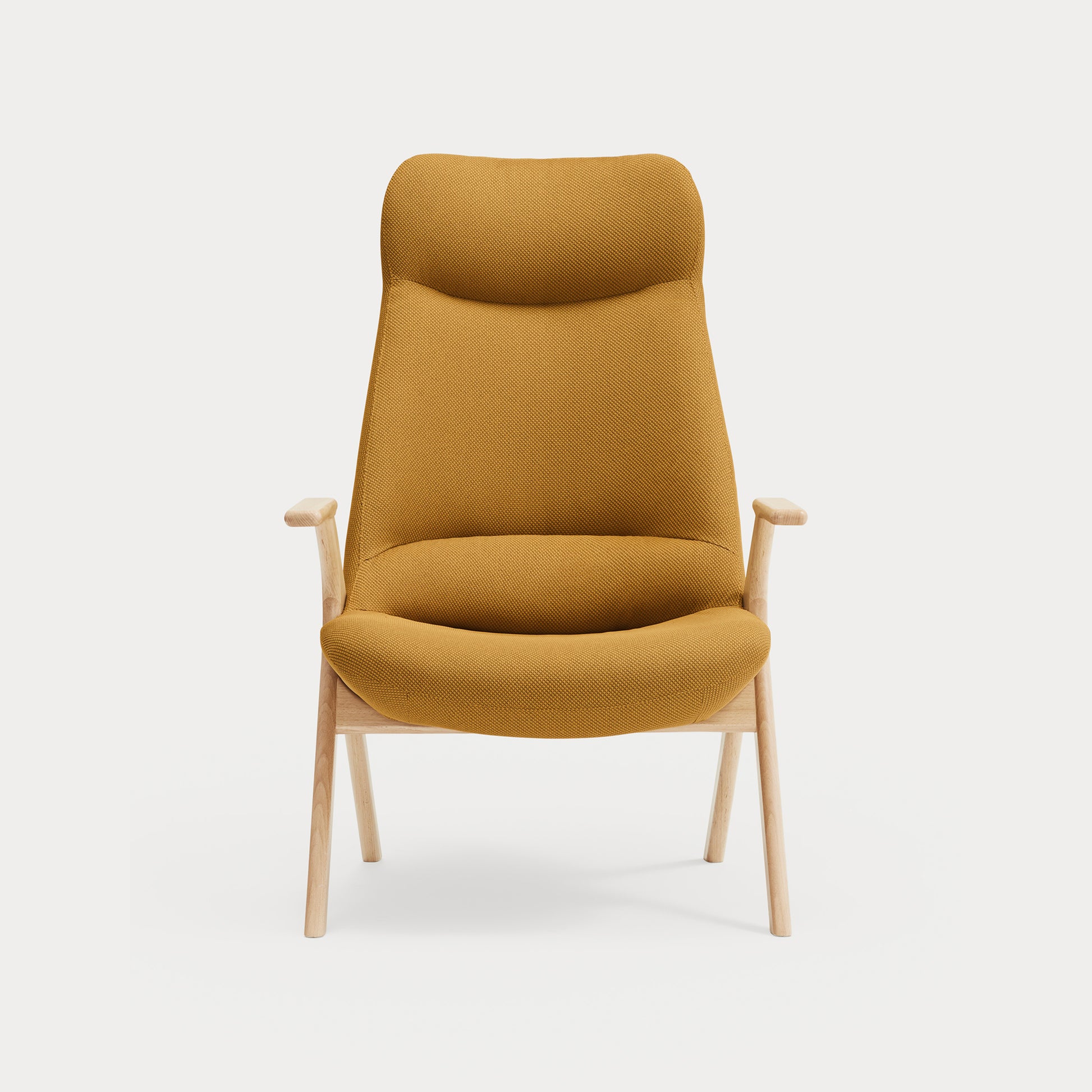 DINS Armchair wood mustard - front