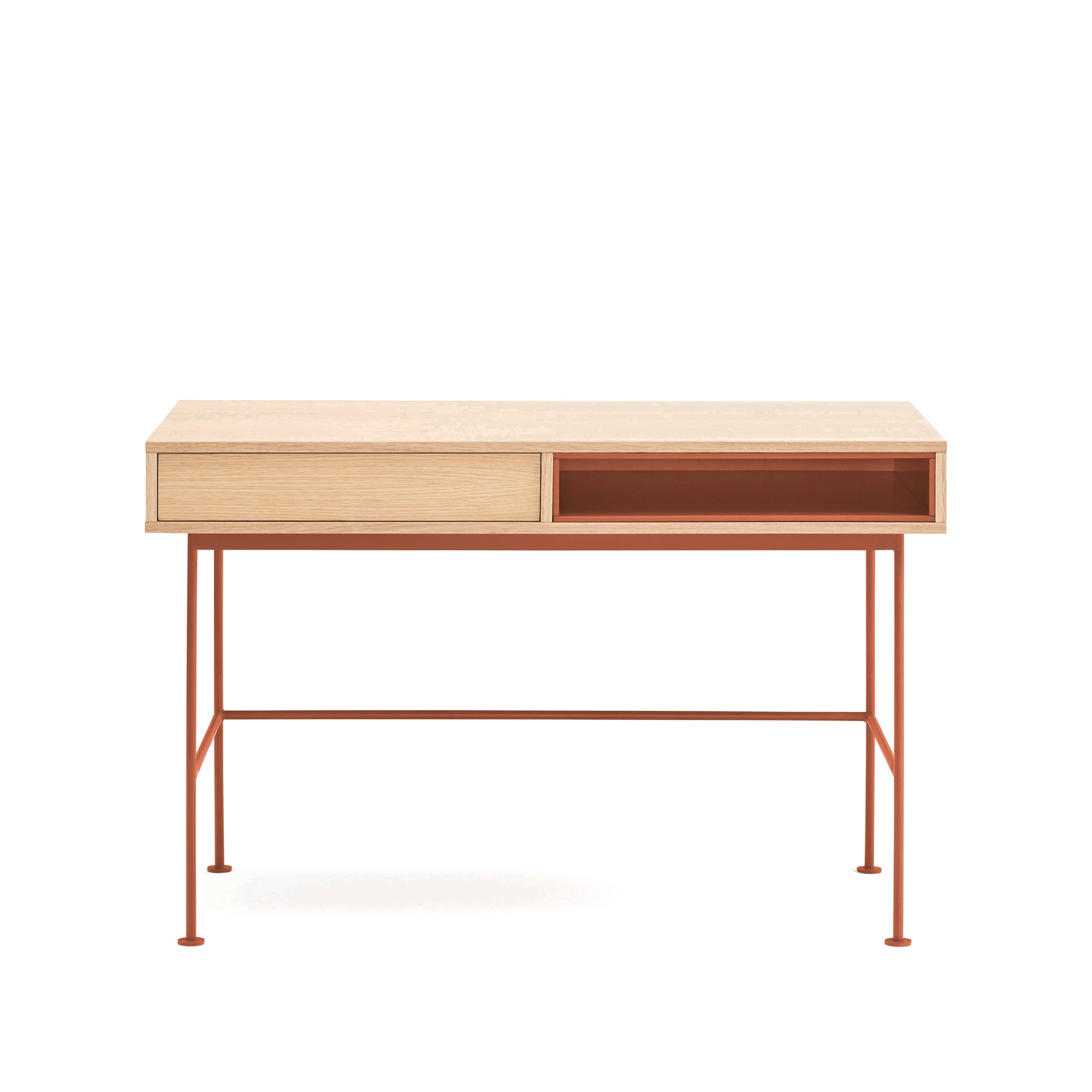 YOKO Desk oak/brick - front