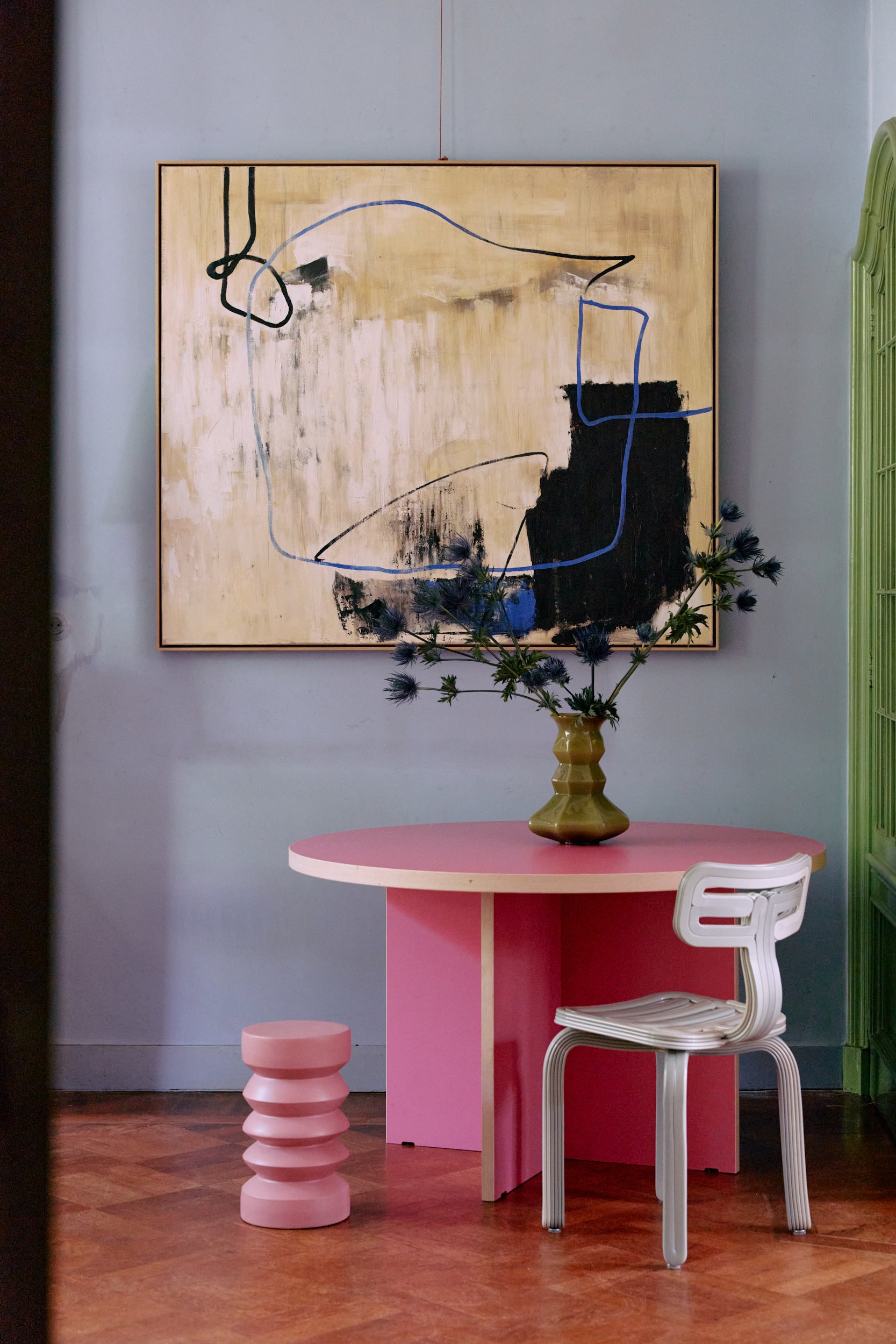Stoneware side table rouge - ambient