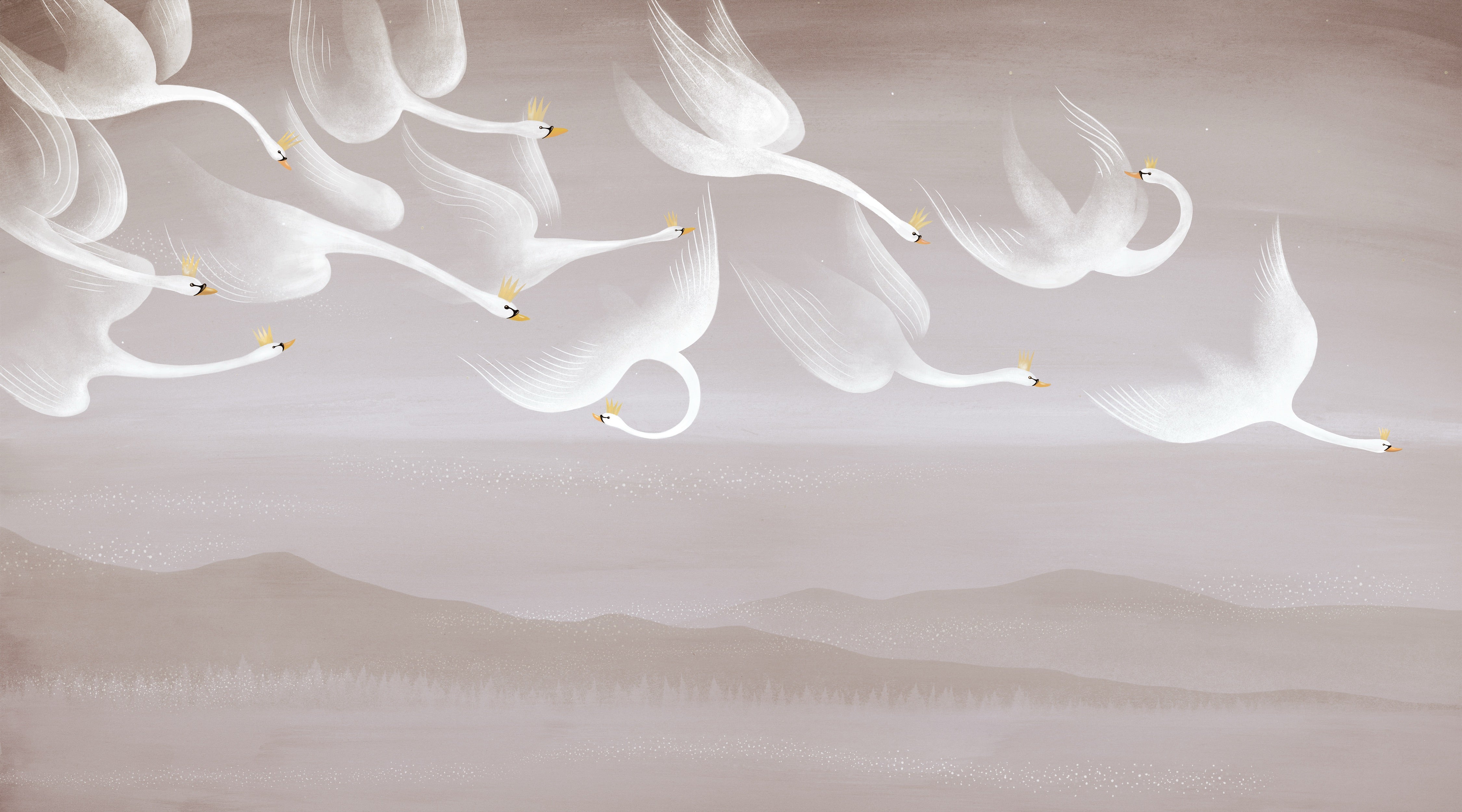 tapet Onze cygnes sauvages 2 - flat