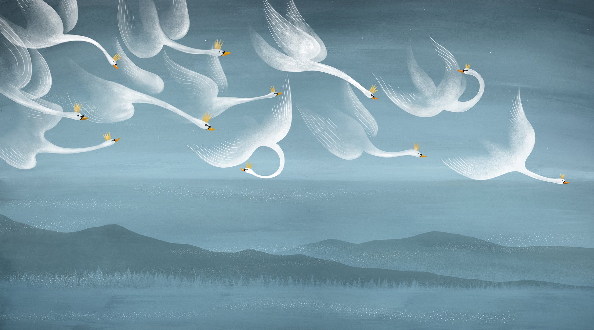 tapet Onze cygnes sauvages - flat