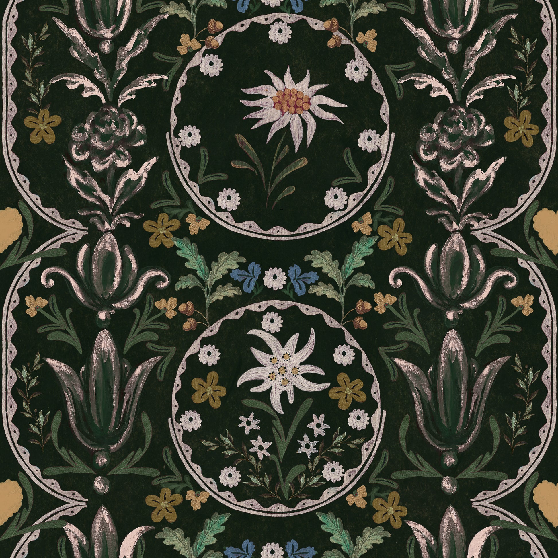 Edelweiss green tapet - front