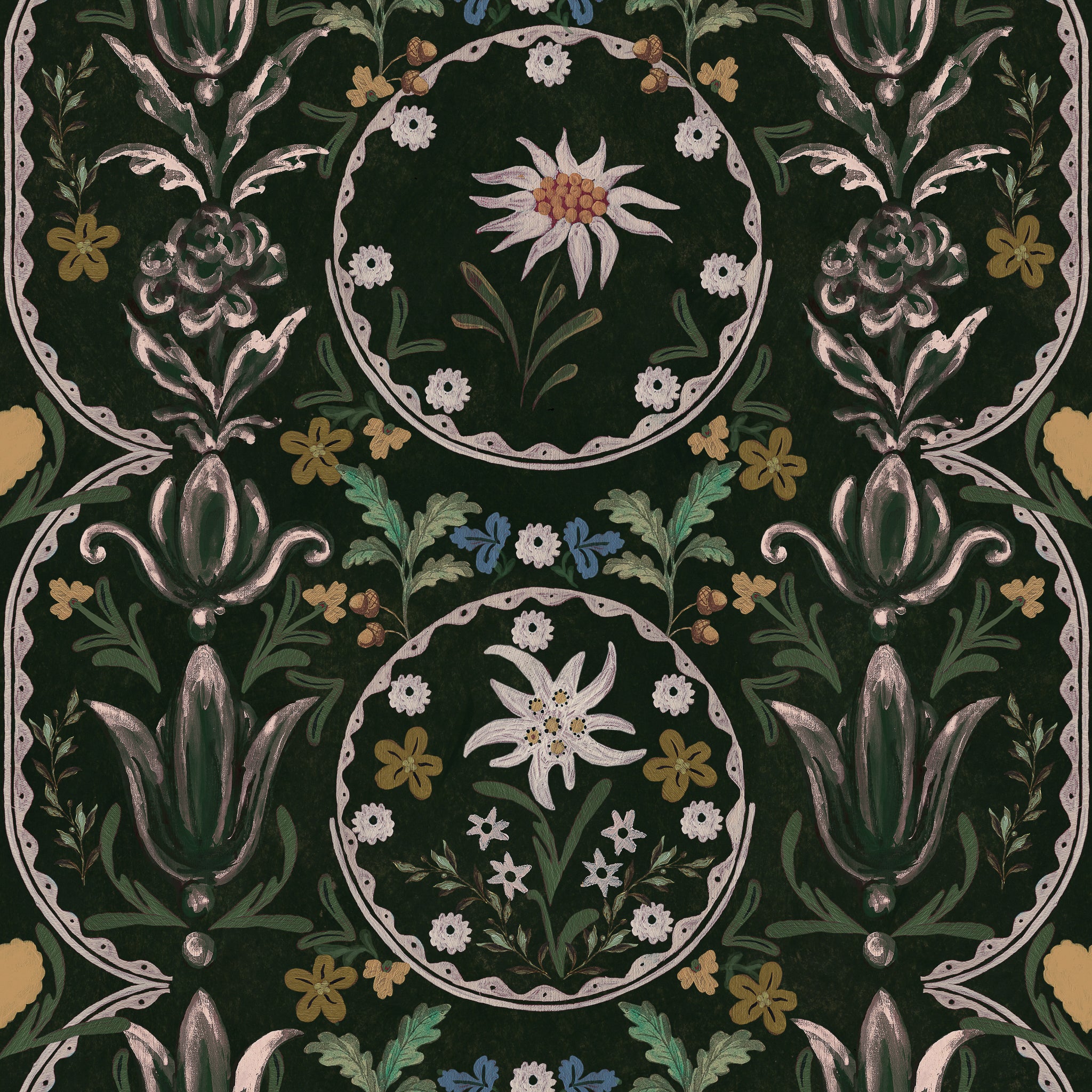 Edelweiss green tapet - front
