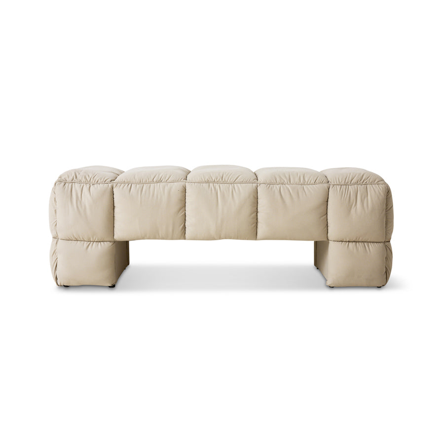 Puffy lobby bench, pebble - front