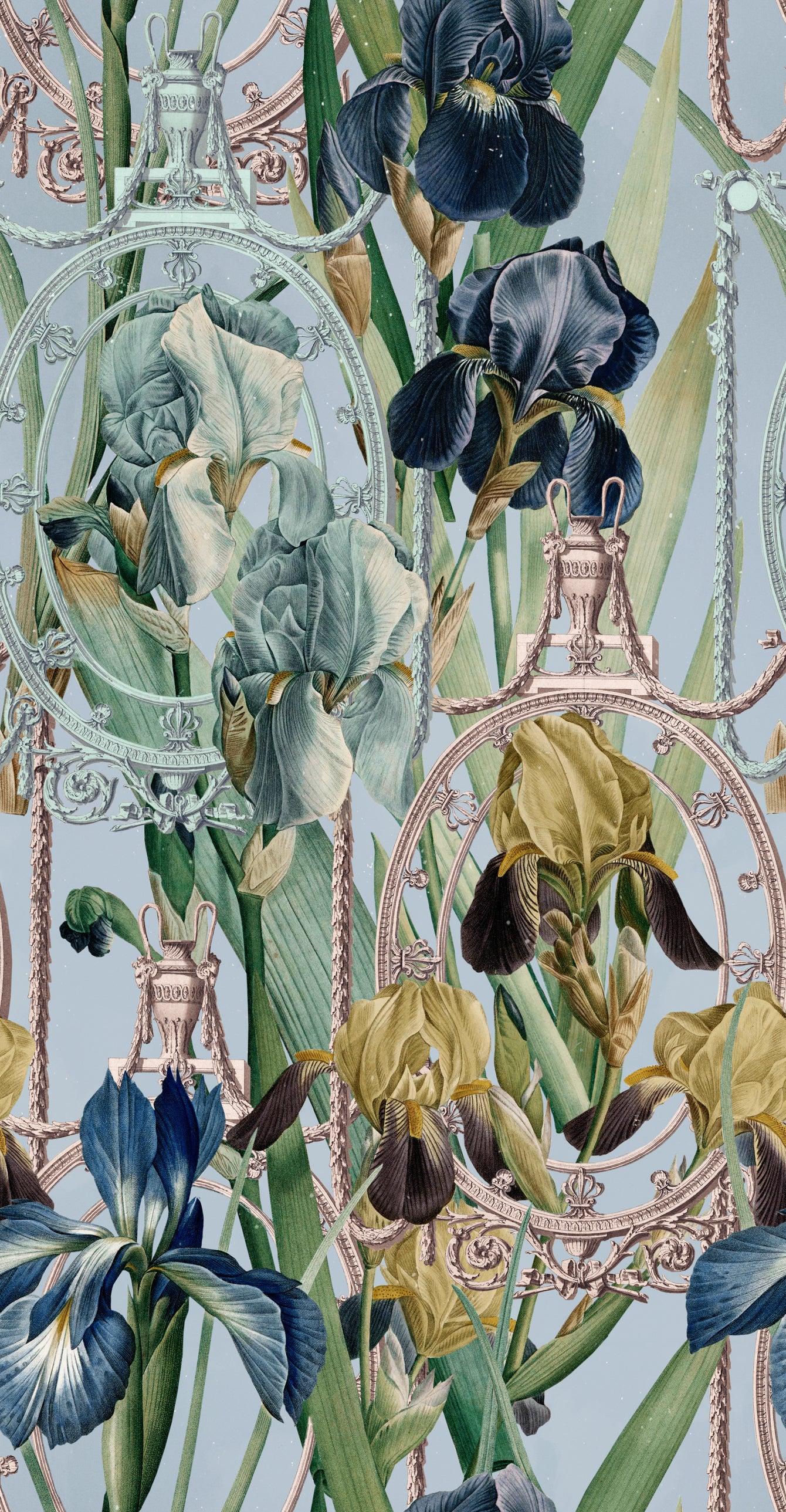Fleurs aquamarine tapet - front