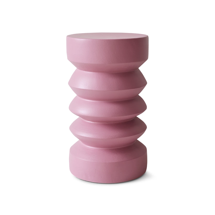 Stoneware side table, rouge - front