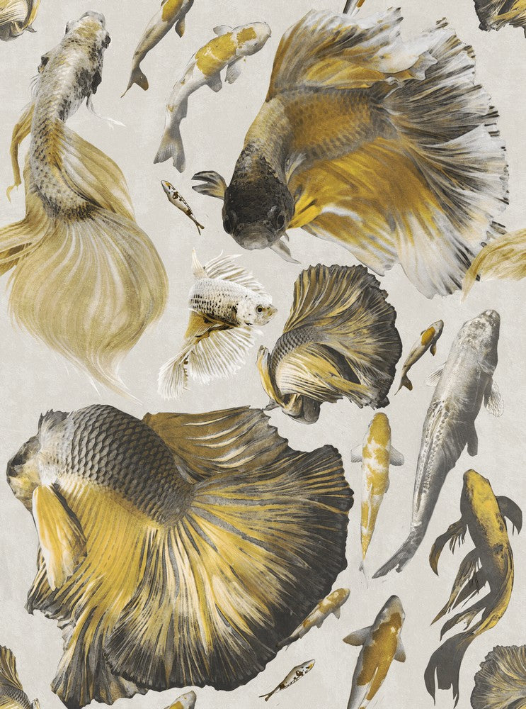 Goldfish ivory tapet - front