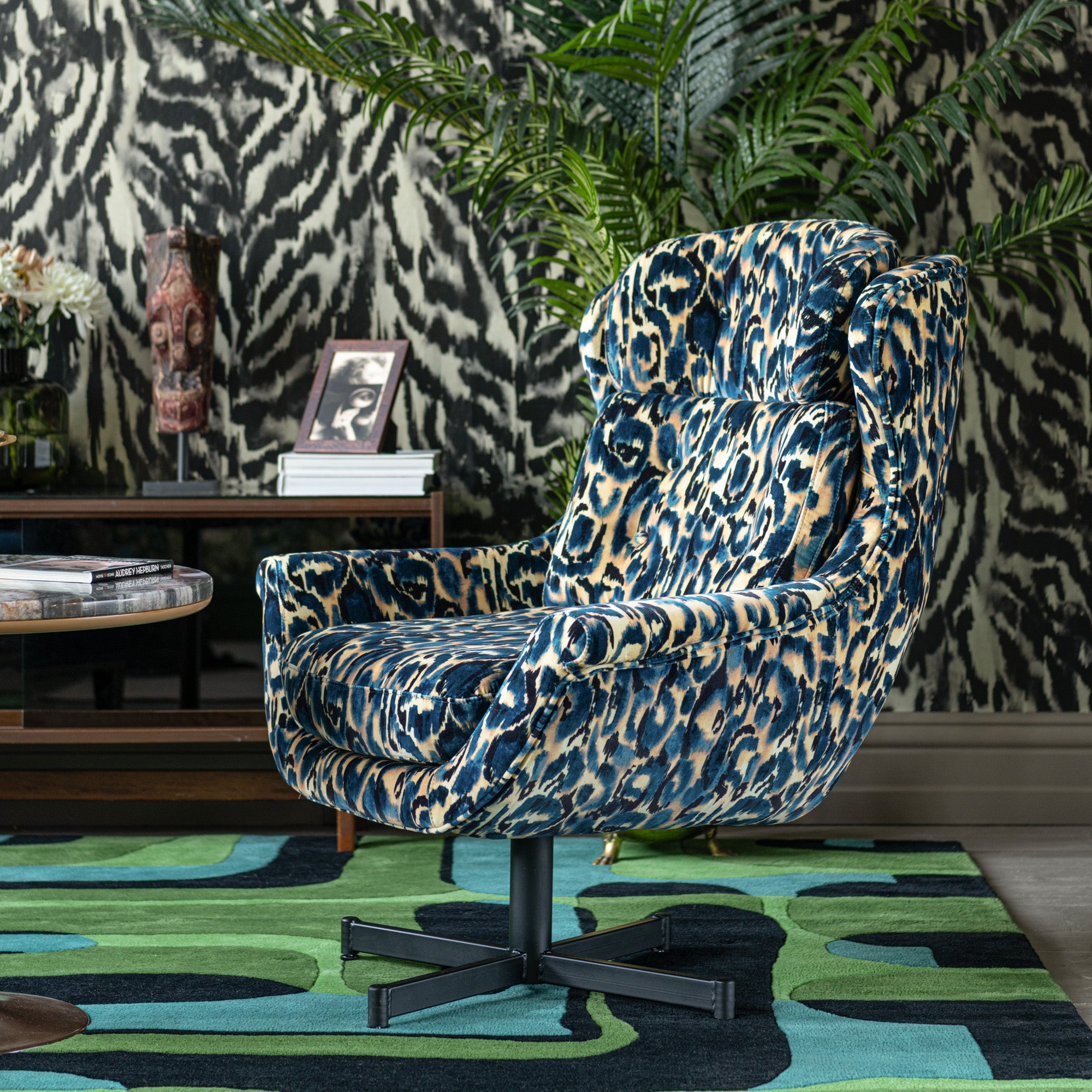 JOHN SWIVEL CHAIR - BLU SELVAGGIO VELVET