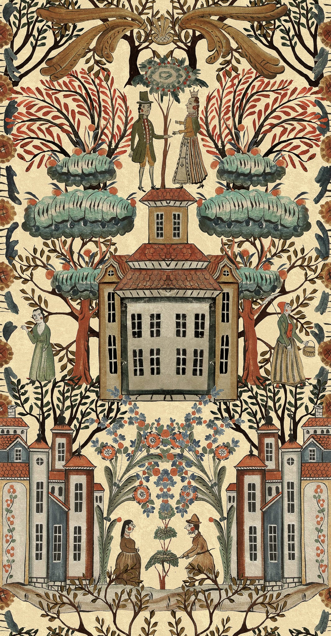 Tales taupe tapet - front